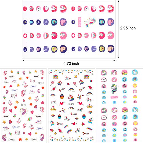 12 Hojas de Unicornio 3D Nail Art Stickers autoadhesivas Nail Art Decals Nail Tip Sticker Tattoo Decoraciones para la fiesta de cumpleaños regalo Favors