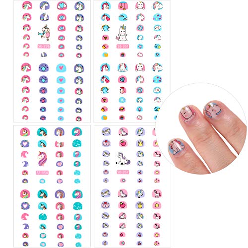 12 Hojas de Unicornio 3D Nail Art Stickers autoadhesivas Nail Art Decals Nail Tip Sticker Tattoo Decoraciones para la fiesta de cumpleaños regalo Favors