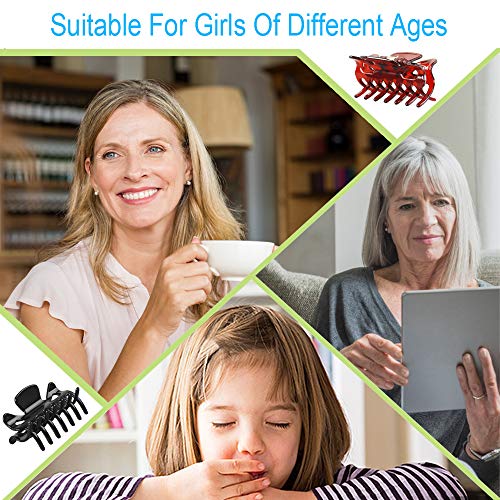 12 Piezas de Clips de Garra Clips de Pelo Antideslizantes de Plástico Pinzas para el Cabello Hebillas de Pelo para Mujeres y Chicas Mediano de 6cm (Negro y Marrón)