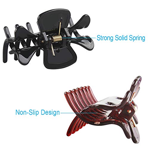 12 Piezas de Clips de Garra Clips de Pelo Antideslizantes de Plástico Pinzas para el Cabello Hebillas de Pelo para Mujeres y Chicas Mediano de 6cm (Negro y Marrón)