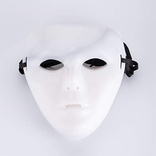 12 x Máscara teatral para enmascarar máscaras, máscaras anónimas, cara blanca completa sin pintar para damas y caballeros, niños para pintar en Carnaval y Carnaval, color blanco