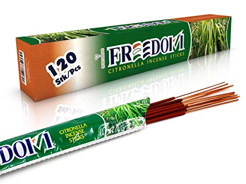 120 varillas de incienso antimosquitos con aroma a citronela, para jardín, camping y exteriores, contra insectos, alternativa a las luces, velas, lámparas, espirales o conos de incienso