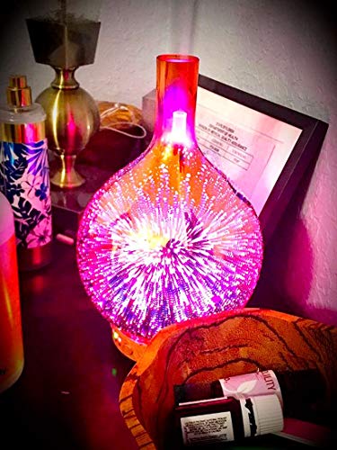 120ml Difusor de Aromas 3D Efecto, Difusor Aromaterapia con Luz Nocturna de 7 Colores, Humidificador Aceites Esenciales Ultrasónico, Humidificador Bebés con Lámpara Fragante, (fuegos Artificiales 3d)