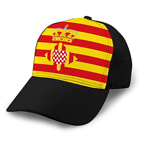 1274 Sombrero de Vaquero Gorra de béisbol de Moda para Hombres y Mujeres Flag of girona is a City of Spain Ball Cap