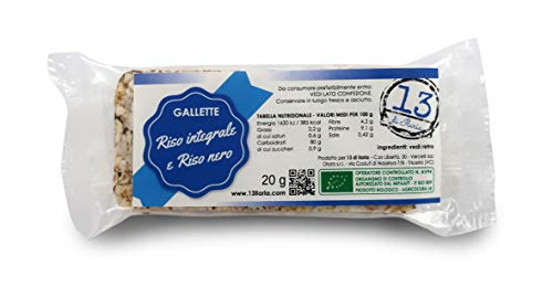 13 di Ilaria Tortitas de arroz Integral y arroz Negro 100% Bio - 20 bolsitas Individuales de 20gr