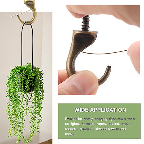 15 ganchos de pared atornillados suspendidos, ganchos de copa Ganchos de techo caídos Ganchos de bucle de tornillo (bronce)
