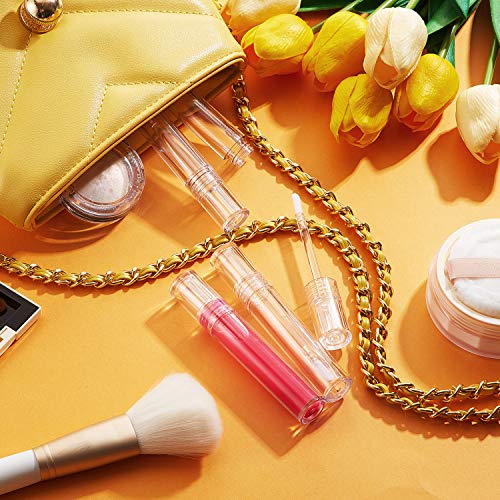 15 Tubos de Brillo de Labios Vacíos con Varita Envases de Brillo Labial Transparente de 5 ml Tubos de Bálsamo Labial Recargables con Tapones de Goma y 3 Jeringa de Plastico para Cosmético