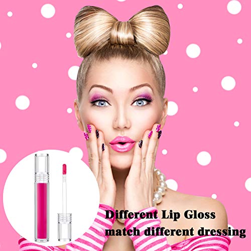 15 Tubos de Brillo de Labios Vacíos con Varita Envases de Brillo Labial Transparente de 5 ml Tubos de Bálsamo Labial Recargables con Tapones de Goma y 3 Jeringa de Plastico para Cosmético