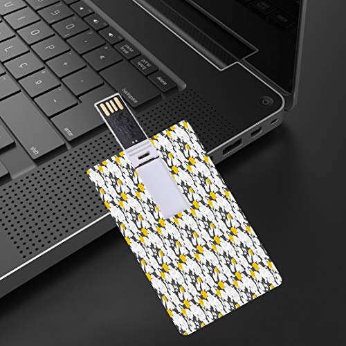 16 GB Unidades flash USB flash Rosa Forma de tarjeta de crédito bancaria Clave comercial U Disco de almacenamiento Memory Stick Dibujados a mano estilo retro flores románticas en tonos amarillo y blan