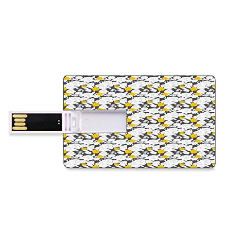 16 GB Unidades flash USB flash Rosa Forma de tarjeta de crédito bancaria Clave comercial U Disco de almacenamiento Memory Stick Dibujados a mano estilo retro flores románticas en tonos amarillo y blan