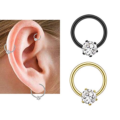16 Piezas Cartílago Pendiente Aro Piercing,Piercing Nariz Aros,Pendientes de Acero Inoxidable Aro de Nariz para Piercing de Cuerpo,Oreja y Nariz Bisutería de Cuerpo para Hombres y Mujeres