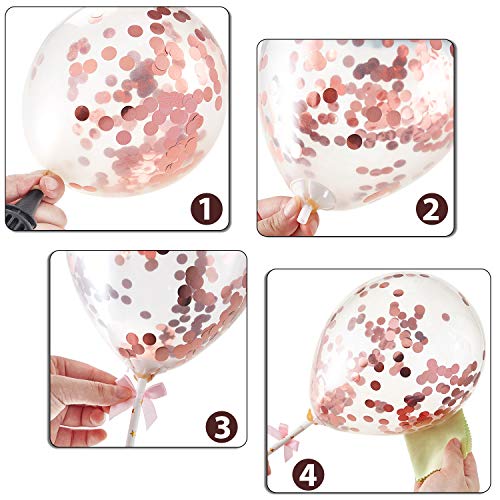 18 Toppers Pastel de Globos Confeti Topper Magdalena Pastel de Mini Globos Topper Postre de Cumpleaños Globos 5 Pulgadas Mini Globos de Látex para Decoración Pastel Baby Shower Cumpleaños, Oro Rosa