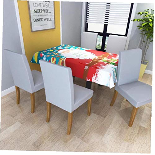 1PC Estiramiento Comedor manteles Spandex Patrón Lavable Tabla Cubierta del Protector de Santa Claus Mantel para Cocina Comedor Decoración 55" x55