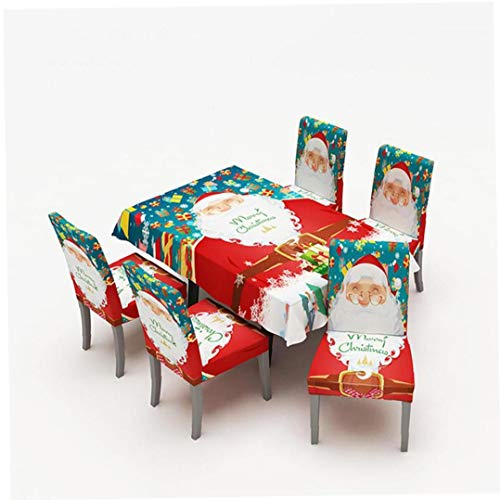 1PC Estiramiento Comedor manteles Spandex Patrón Lavable Tabla Cubierta del Protector de Santa Claus Mantel para Cocina Comedor Decoración 55" x55