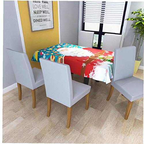 1PC Estiramiento Comedor manteles Spandex Patrón Lavable Tabla Cubierta del Protector de Santa Claus Mantel para Cocina Comedor Decoración 55" x55