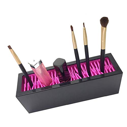 1pc silicona cepillo del maquillaje del titular herramienta de la belleza Organizador cosmético del almacenaje del cepillo secado Panel de Viajes uso en el hogar (negro y rojo)
