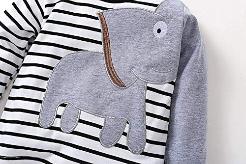 2-5 años Niño Niña Oso Rayado Patrón Tops Pantalones Otoño/Invierno Ropa Conjuntos (Blanco, 100)