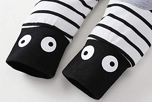 2-5 años Niño Niña Oso Rayado Patrón Tops Pantalones Otoño/Invierno Ropa Conjuntos (Blanco, 100)