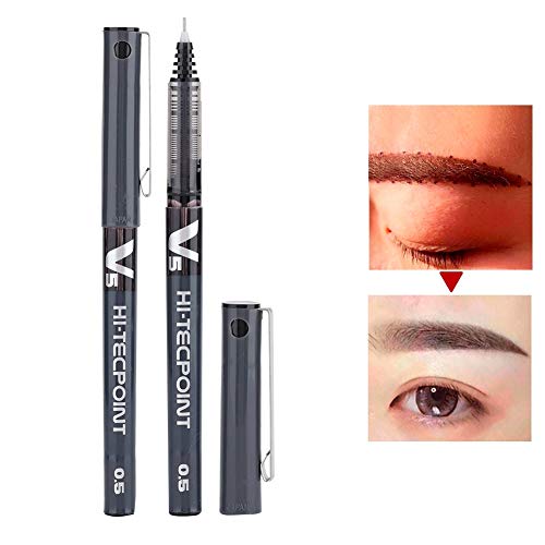 2 Color Tattoo Tattoo Rotulador, PrecisióN Profesional Impermeable Semipermanente Herramienta de Labio de Ceja Microblading Perfilador de Labios Tatuaje Posicionador de Piel(Negro)
