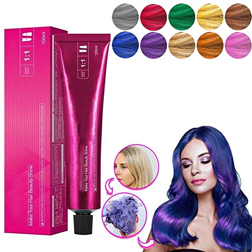 2 pcs Mermaid Hair Coloring Shampoo, Mild Safe Hair Dyeing Shampoo,One-time Molding Paste Dye Cream Hair Gel (Púrpura)