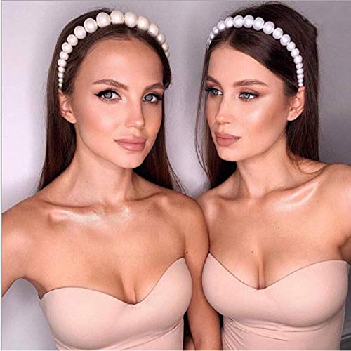 2 Piezas Diademas de Perlas de Imitación de Diseño Simple, Diademas de Perlas de Imitación Blancas, Imitación de Perlas Blancas Accesorios para el Pelo para Niñas de La Mayoría de Las Edades