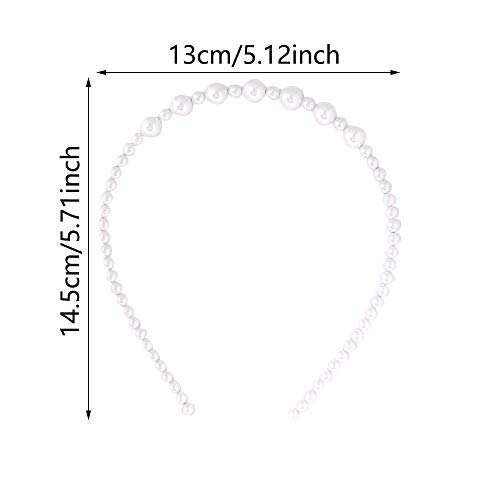 2 Piezas Diademas de Perlas de Imitación de Diseño Simple, Diademas de Perlas de Imitación Blancas, Imitación de Perlas Blancas Accesorios para el Pelo para Niñas de La Mayoría de Las Edades