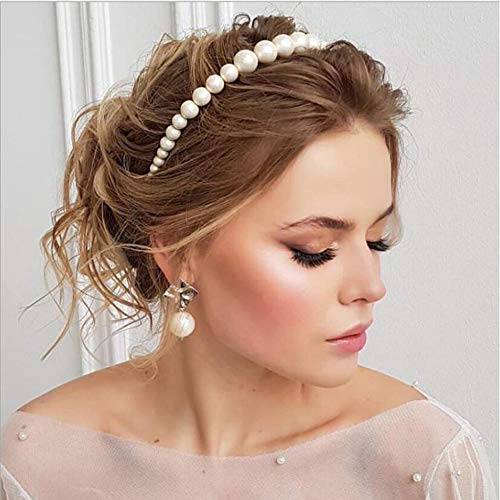 2 Piezas Diademas de Perlas de Imitación de Diseño Simple, Diademas de Perlas de Imitación Blancas, Imitación de Perlas Blancas Accesorios para el Pelo para Niñas de La Mayoría de Las Edades