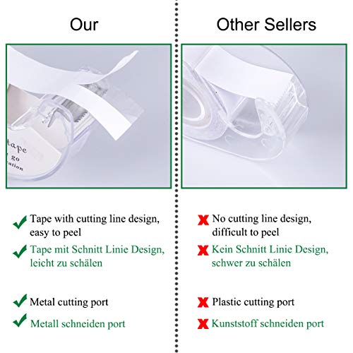 2 Rollos Fashion Tapes Cinta de Doble Cara Transparente Adhesive Tape para Clothes Body con 1 Dispensador