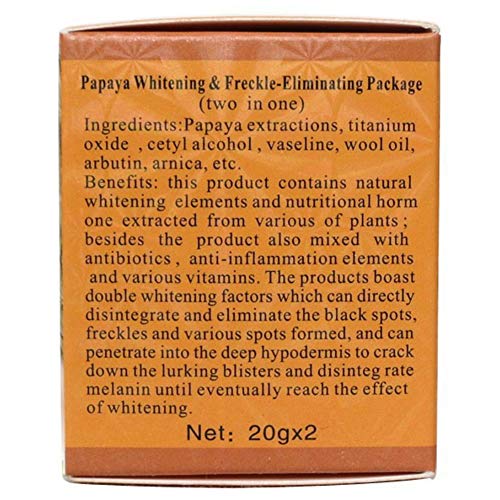 2 unidades de crema de blanqueamiento de papaya definida hidratante diluir manchas de rociador aclarante pigmentario rostro blanqueador.