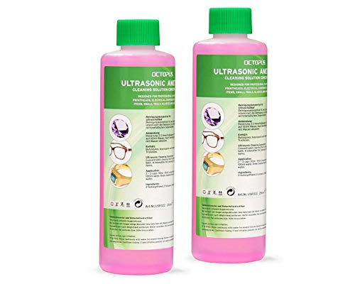 2 x 250ml Octopus concentrado limpiador, ultrasónico para baño de ultrasonidos con brillo extra y amplificador transparente, como limpiador de lentes, limpiador de la joyería para la óptica y mecánica con poder grasa eliminación