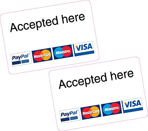2 x Accepted Here PayPal MasterCard Maestro Visa lector de tarjetas de visa
