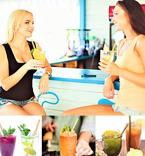 20 pajitas de bambú 100% biodegradables de madera de bambú natural, pajitas lavables y reutilizables para cócteles y todo tipo de bebidas, alternativa al plástico sin BPA, compostables, vegano