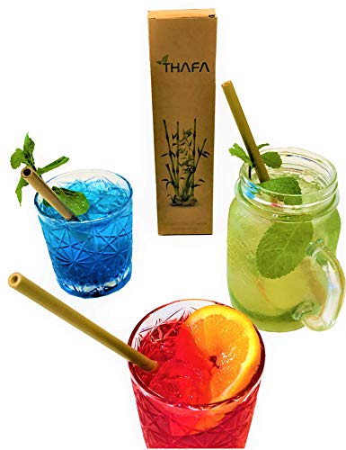 20 pajitas de bambú 100% biodegradables de madera de bambú natural, pajitas lavables y reutilizables para cócteles y todo tipo de bebidas, alternativa al plástico sin BPA, compostables, vegano