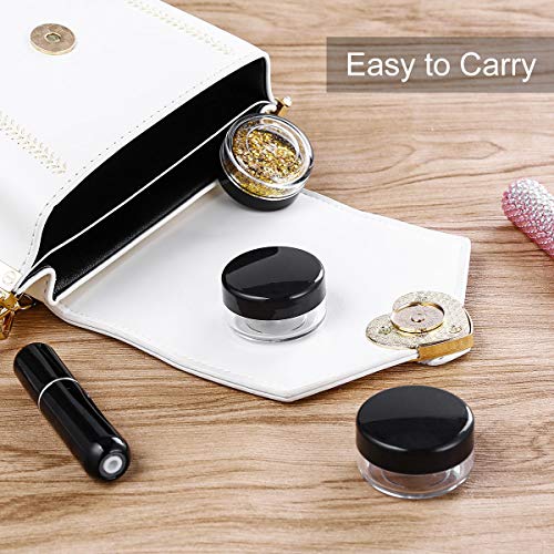 20 Piezas Contenedor Cosmético Vacío de Plástico Transparente - para Frasco Cosmético, Tarro de Polvo, Frasco Labial, Recipiente para Uñas - con 4 Piezas Mini Espátula (10g / 10ml)