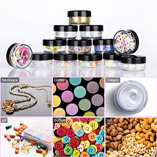 20 Piezas Contenedor Cosmético Vacío de Plástico Transparente - para Frasco Cosmético, Tarro de Polvo, Frasco Labial, Recipiente para Uñas - con 4 Piezas Mini Espátula (10g / 10ml)