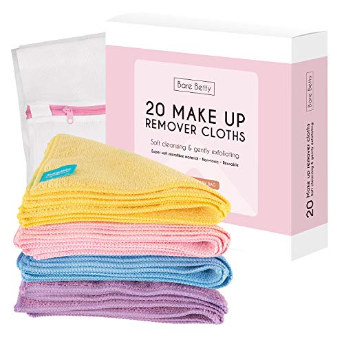 20 x toallitas desmaquillantes de microfibra lavables | Pack de paños faciales reutilizables y ecológicos | Mejor Maquillaje quitando toalla para ojos y cara | Utilizar con agua