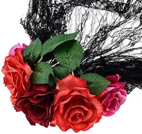 2021 decoración de fiesta de Halloween se elevó corola velo cintillo de disfraces de Halloween se levantó for el cabello accesorios de fiesta puntales de rol DOISLL