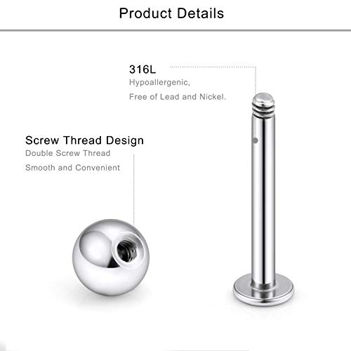 20G Acero inoxidable Bola Spike Labret Monroe Piercing Labio Anillo Tragus Helix Oreja Stud Piercing Joyería 12 Piezas 10mm