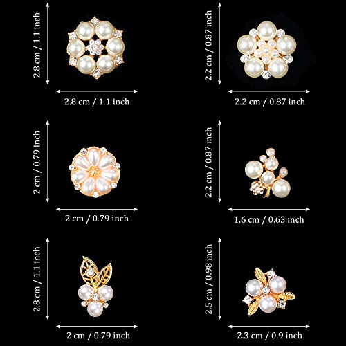 24 Adornos de Perlas Diamantes de Imitación Botones de Flor de Perlas de Imitación Broche de Perlas Adornos de Espalda Plana para Hacer de Joyas Artesanales, Ropa, Bolsos, Sombreros Ramo de Novia DIY