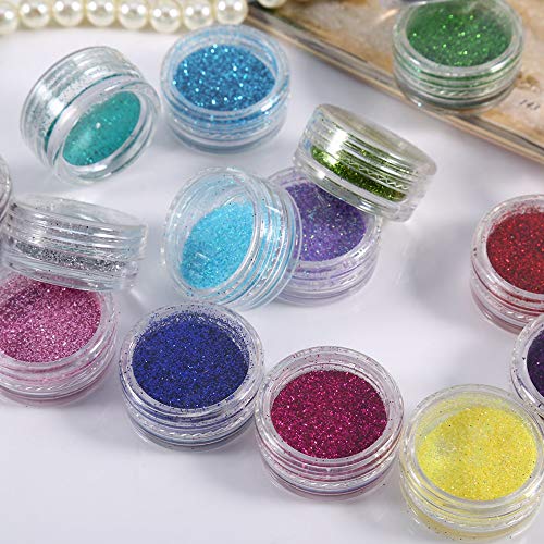 24 colores brillo en polvo Nail Art Tips herramienta de decoración Kit de manicura Nail Art Pigment Glitter