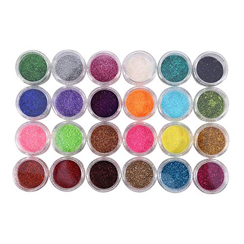 24 colores Nail Art Make Up Glitter Powder Kit de manicura Nail Art Tips Herramienta de decoración