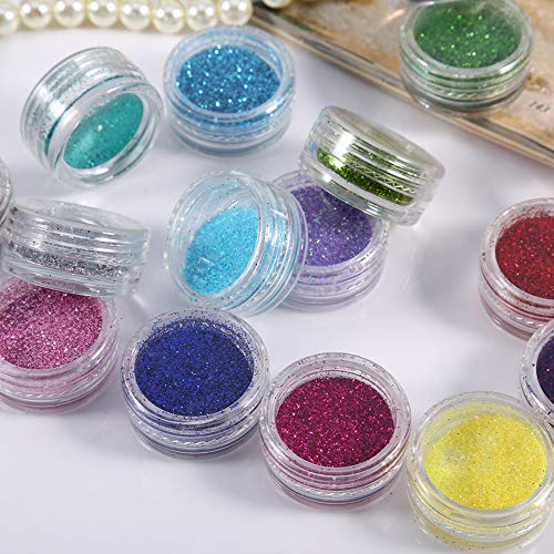 24 colores Nail Art Make Up Glitter Powder Kit de manicura Nail Art Tips Herramienta de decoración