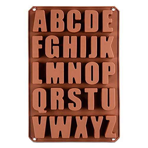 26 Letras Inglesas Chocolate Silicona Moldes, Moldes de Jabón, Molde de Silicona para Hornear para Chocolate DIY, Cubitos de Hielo, Galletas, Pasteles