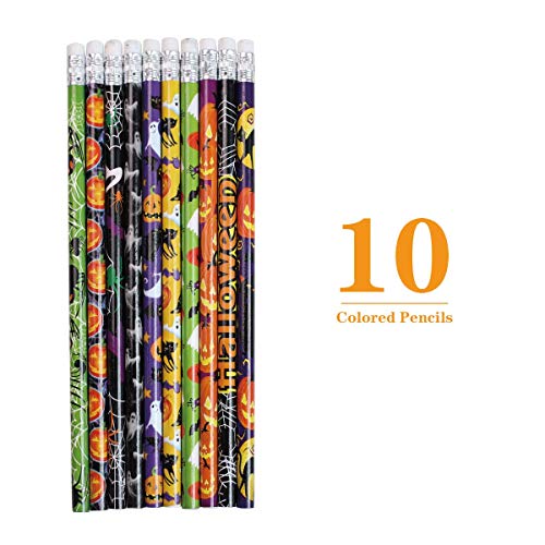 274PCS Halloween Toys Party Favor Bulk, 10 Pencils, 24 Erasers, 24 Bracelets, 144 Stickers, 72 Temporary Tattoos