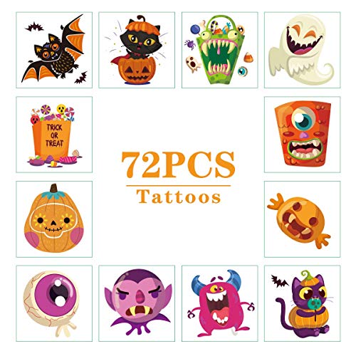 274PCS Halloween Toys Party Favor Bulk, 10 Pencils, 24 Erasers, 24 Bracelets, 144 Stickers, 72 Temporary Tattoos