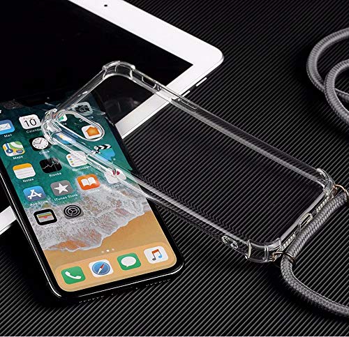 2ndSpring Funda con Cuerda Compatible con Huawei Mate 10,Colgante Collar Correa de Cuello Cadena Cordón,Negro