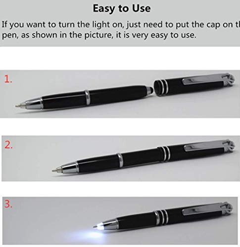 2PCS Bolígrafo de Punta Redonda, LED Bolígrafo de Gel para Escritor Nocturno, Linterna para Escribir en la Oscuridad Regalo de Bolígrafo para Hombres Mujeres