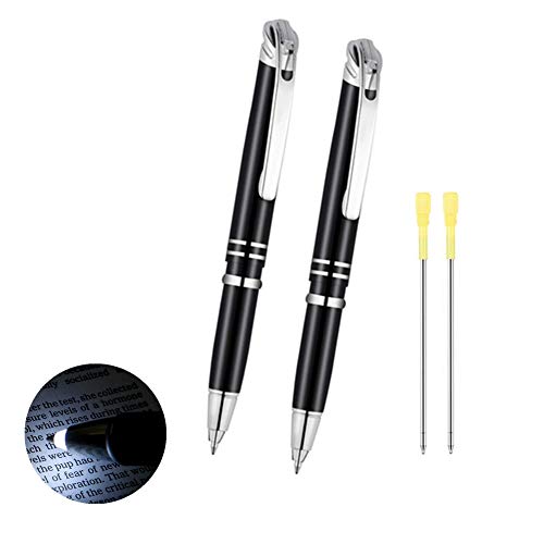 2PCS Bolígrafo de Punta Redonda, LED Bolígrafo de Gel para Escritor Nocturno, Linterna para Escribir en la Oscuridad Regalo de Bolígrafo para Hombres Mujeres