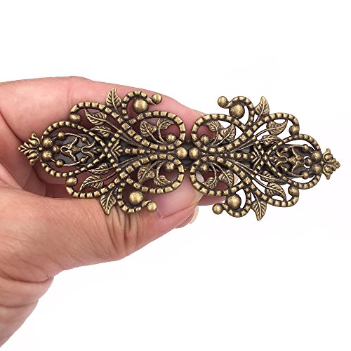 2Pzas Pasador de Metal Retro Vintage Hebilla Prendedor del Pelo Rosas Accesorios Bronce