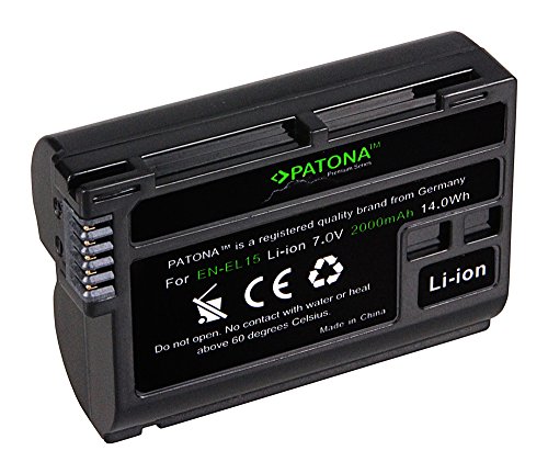 2x Premium Batería EN-EL15 ENEL15 para Nikon 1 V1 - Nikon D600 | D800 | D800E | D7000 | D7100 [ Li-ion; 2000mah; 7.0V ]